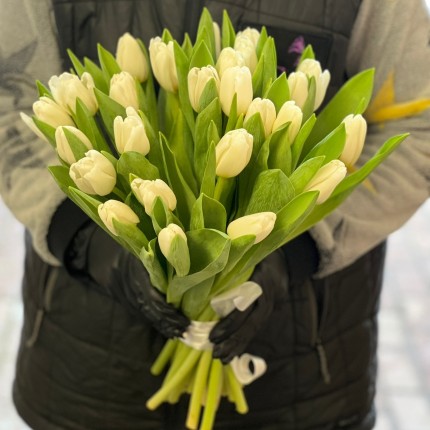 Букеты белых тюльпанов на 8 марта - купить с доставкой в по Шадринску